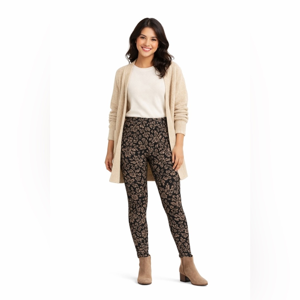 Lands’ End Sport Knit Corduroy Leggings Print High Rise Pants S